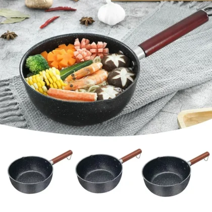 durable iron omelette pan non stick with wooden handle wheat stone stockpot fried egg saucepan kitchen supplies