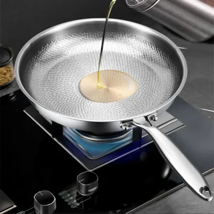 26/28/30cm german pure titanium frying pan non stick frying pan uncoated fish scale hammer pattern titanium alloy cookware